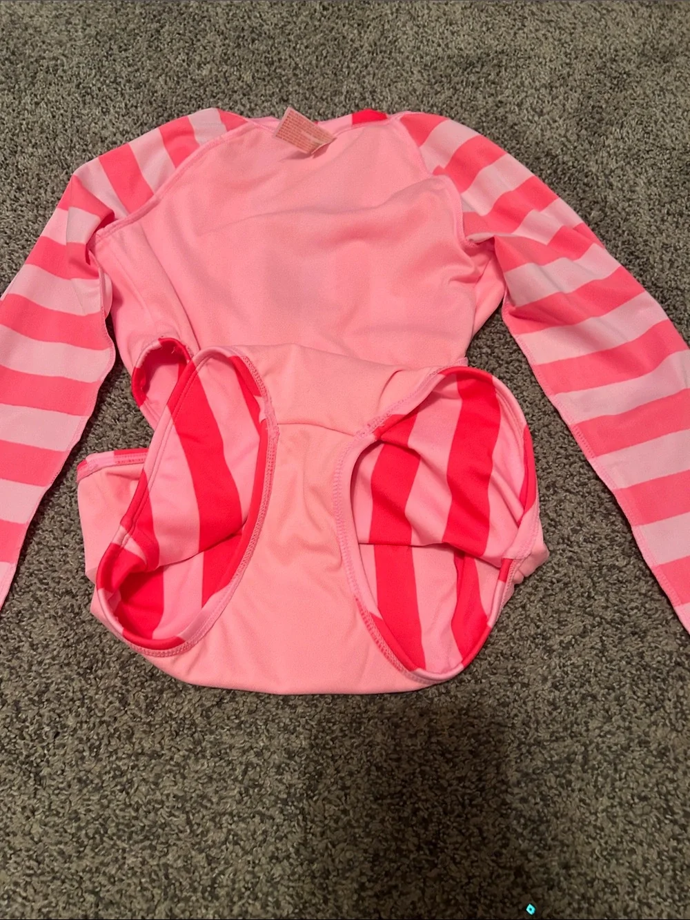 Cat & Jack Pink Striped Long-Sleeve One-Piece Swimsuit